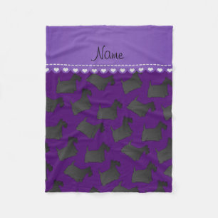 Personalised name purple scottish terrier dogs fleece blanket