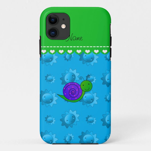 Personalised name purple snail sky blue suns Case-Mate iPhone case (Back)