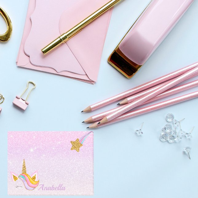 Personalised Name Purple Sparkle Glitter Unicorn  Post-it Notes (Creator Uploaded)