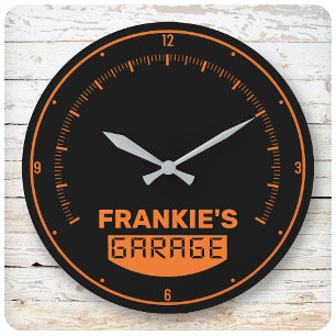Personalised NAME Racing Car Speedometer Garage Large Clock