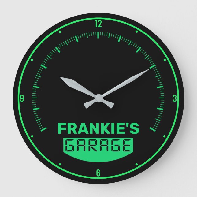 Personalised NAME Racing Car Speedometer Garage Large Clock (Front)