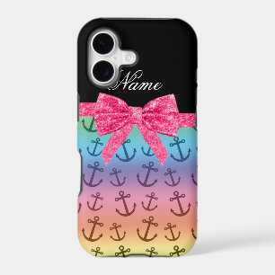 Personalised name rainbow anchors glitter bow