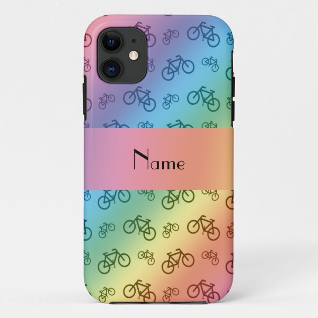 Personalised name rainbow bicycle pattern Case-Mate iPhone case (Back)