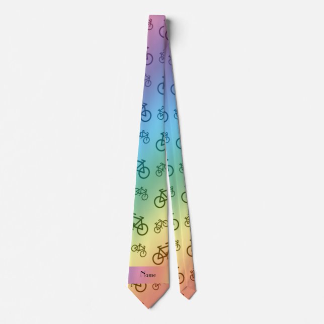 Personalised name rainbow bicycles tie (Front)