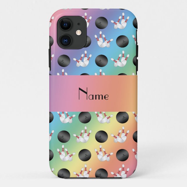 Personalised name rainbow bowling pattern Case-Mate iPhone case (Back)