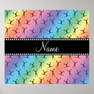 Personalised name rainbow cheerleader pattern poster