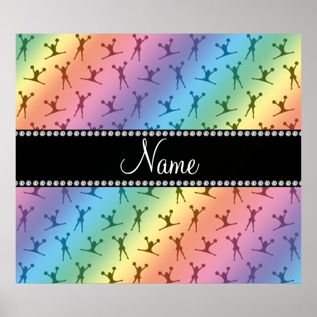 Personalised name rainbow cheerleader pattern poster (Front)