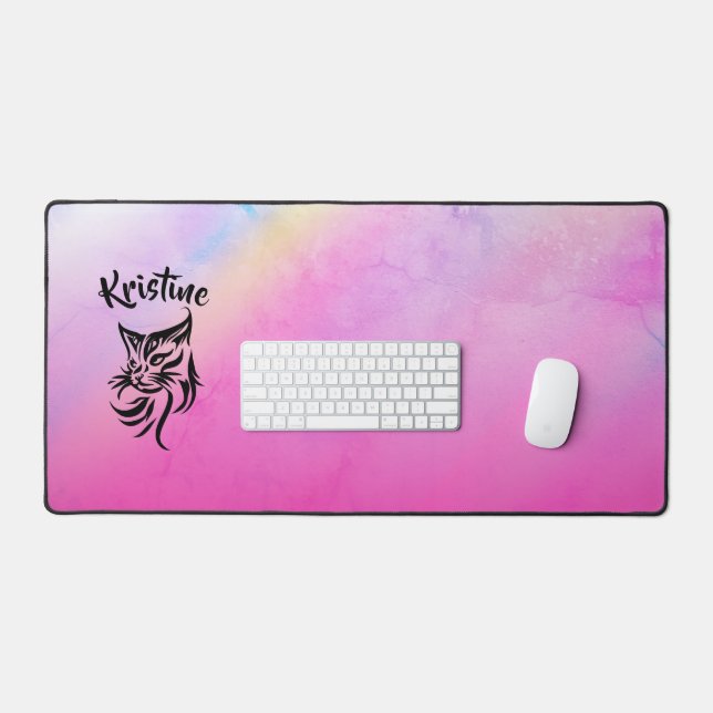 Personalised Name Rainbow Computer Desk Mat (Keyboard & Mouse)