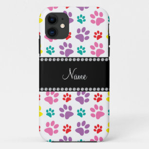 Personalised name rainbow dog paws iPhone 11 case