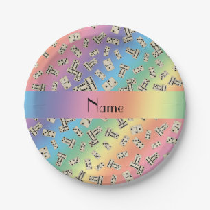Personalised name rainbow dominos paper plate