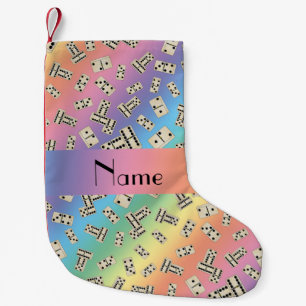 Personalised name rainbow dominos small christmas stocking
