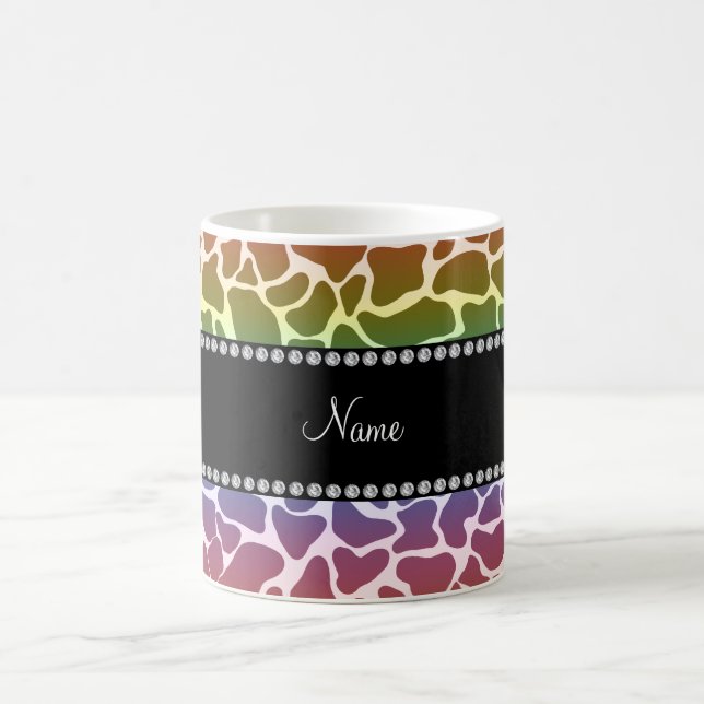 Personalised name rainbow giraffe pattern coffee mug (Center)
