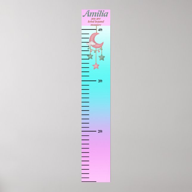 Personalised Name Rainbow kid Growth Poster (Front)