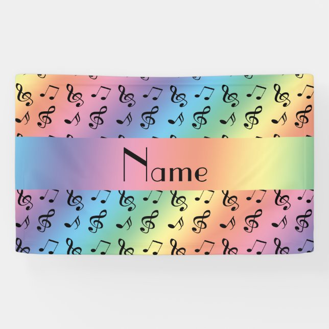 Personalised name rainbow music notes banner (Horizontal)