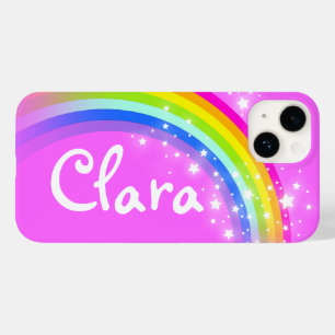 Personalised name rainbow pink girls iphone case