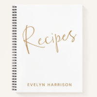 Personalised Name Recipe Journal in White