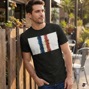 Personalised Name Red & Blue Watercolor Stripe Cus T-Shirt