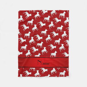 Personalised name red bull terrier dogs fleece blanket