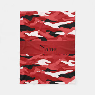 Personalised name red camouflage red stripe fleece blanket