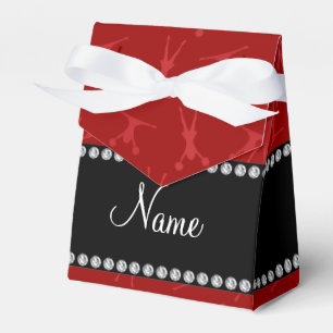 Personalised name red cheerleader pattern favour box