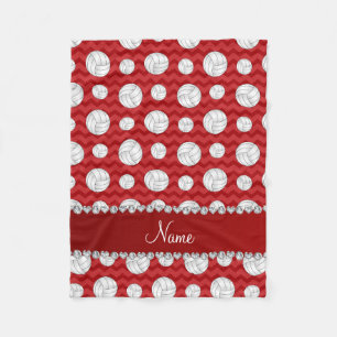 Personalised name red chevrons volleyballs fleece blanket