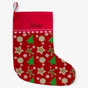 Personalised name red christmas cookies small christmas stocking