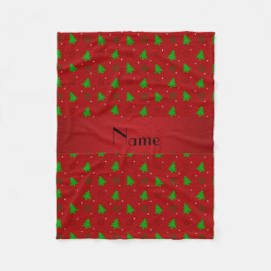 Personalised name red christmas stars fleece blanket