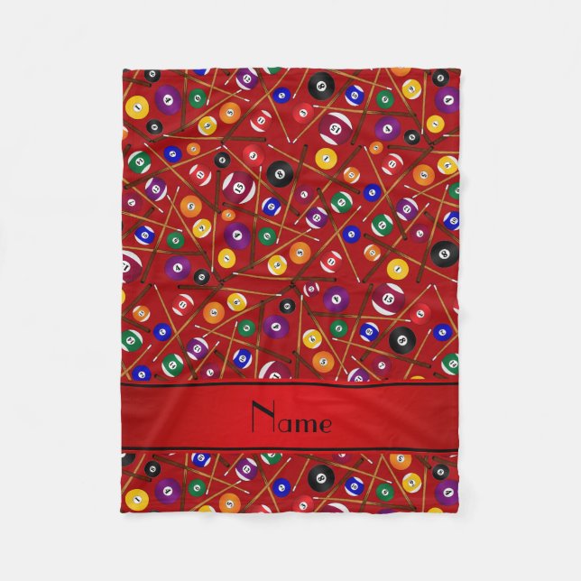 Personalised name red colourful pool pattern fleece blanket (Front)