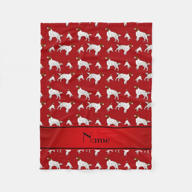 Personalised name red English Setter Fleece Blanket (Front)