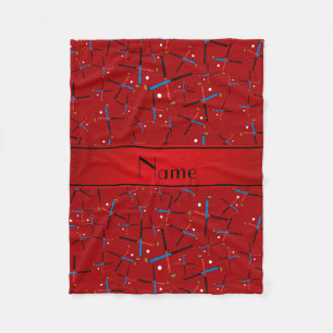 Personalised name red field hockey fleece blanket