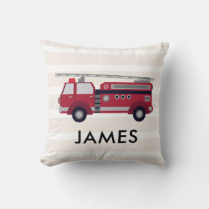 Personalised Name Red Fire truck Cushion