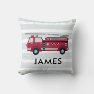 Personalised Name Red Fire truck Cushion