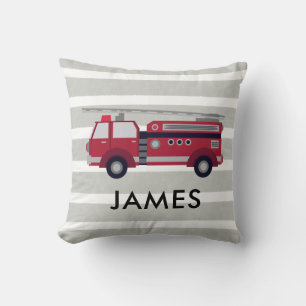 Personalised Name Red Fire truck Cushion