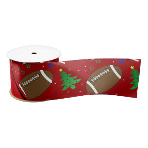 Personalised name red football christmas satin ribbon