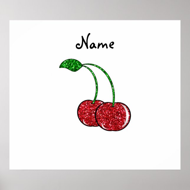 Personalised name red glitter cherry poster (Front)