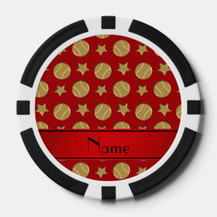 Personalised name red gold baseballs stars poker chips