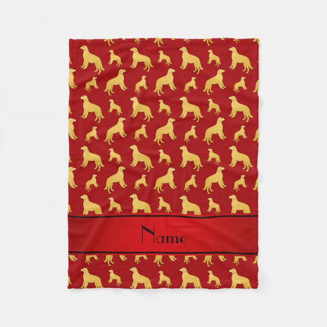 Personalised name red Golden Retriever dogs Fleece Blanket (Front)