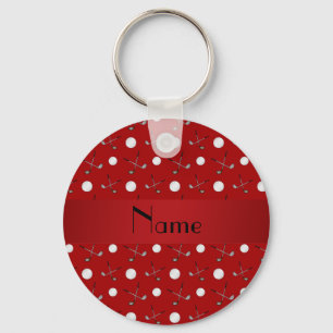Personalised name red golf balls key ring