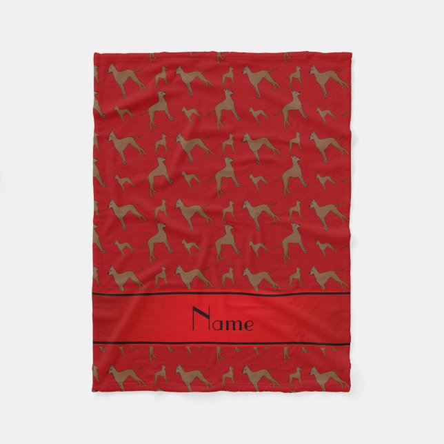 Personalised name red great dane dogs fleece blanket (Front)