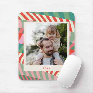 Personalised Name Red Green Pink Christmas Photo Mouse Pad