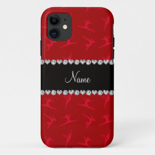 Personalised name red gymnastics pattern iPhone 11 case