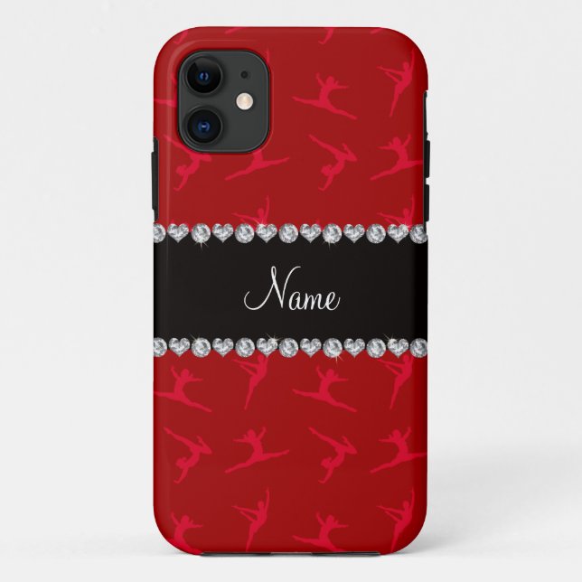 Personalised name red gymnastics pattern Case-Mate iPhone case (Back)