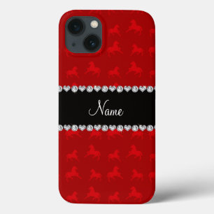 Personalised name red horse pattern iPhone 13 case