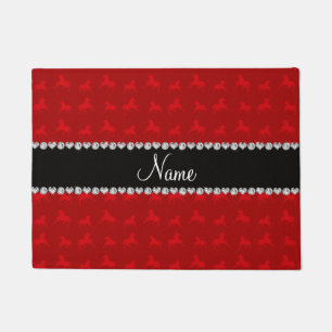 Personalised name red horse pattern doormat
