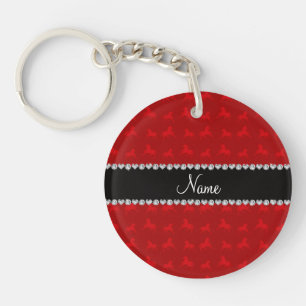 Personalised name red horse pattern key ring
