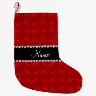 Personalised name red horse pattern small christmas stocking