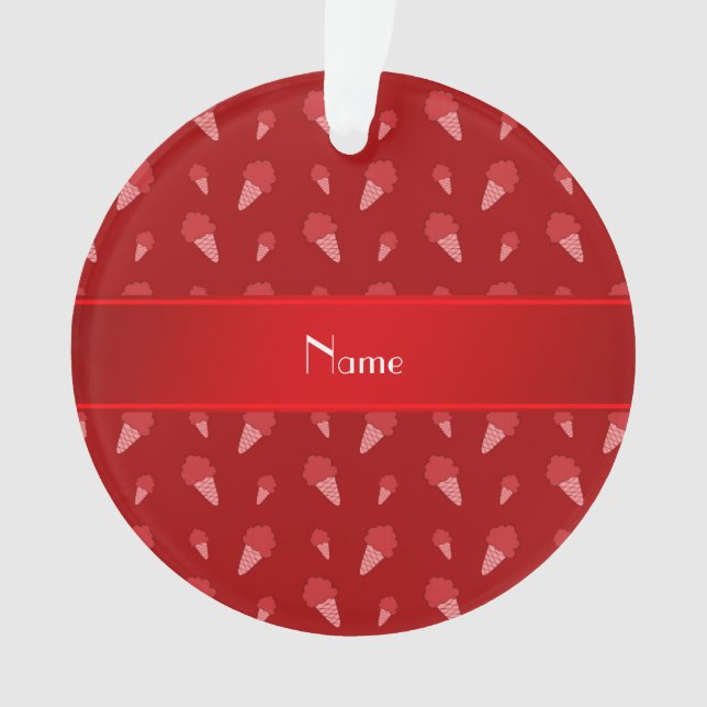 Personalised name red ice cream pattern ornament (Front)