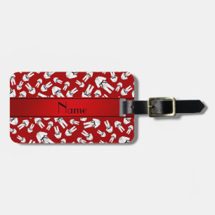 Personalised name red karate pattern luggage tag
