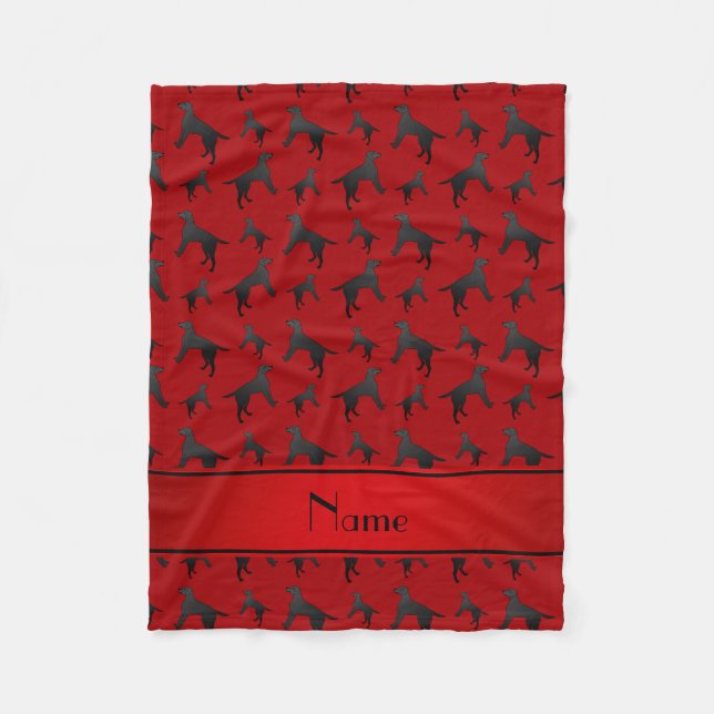 Personalised name red Labrador Retriever dogs Fleece Blanket (Front)