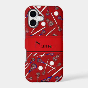 Personalised name red lacrosse pattern
